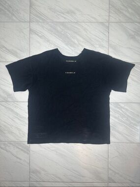 YoungLA Black Short Sleeve Crewneck Tee with Chest Logo